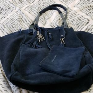 Blue suede boho bag